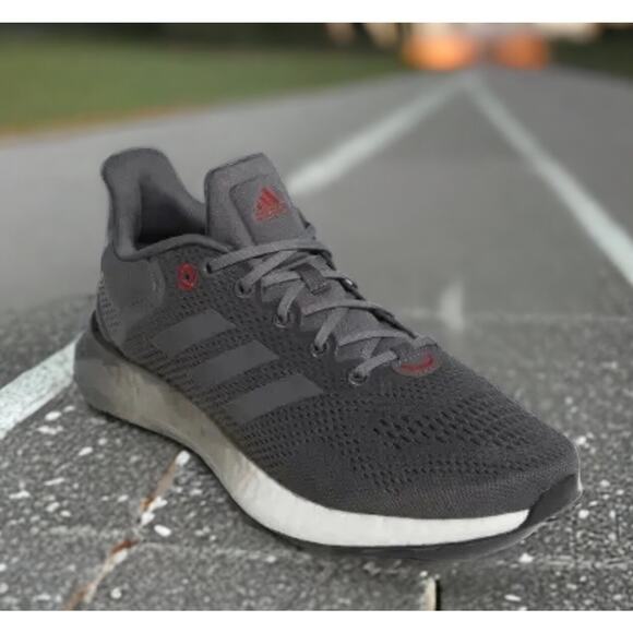 Adidas Pure Boost Grey Vivid Red Ultra Running Shoe Mens 11.5 New Fast Ship - Picture 5 of 14